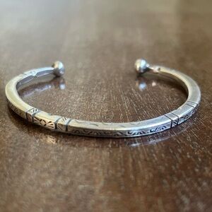 Bali 925 Silver Engraved stackable cuff Bracelet
